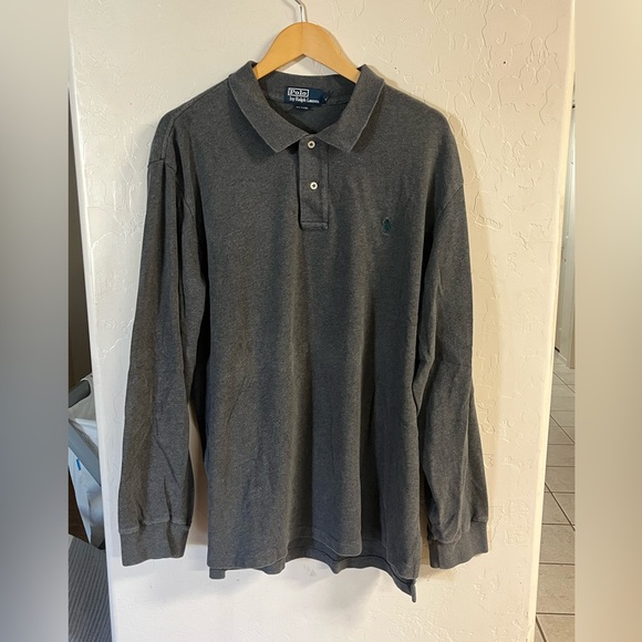 Polo Ralph Lauren Long Sleeved Polo Shirt Mens XXLarge Dark Gray Cotton - Picture 1 of 3
